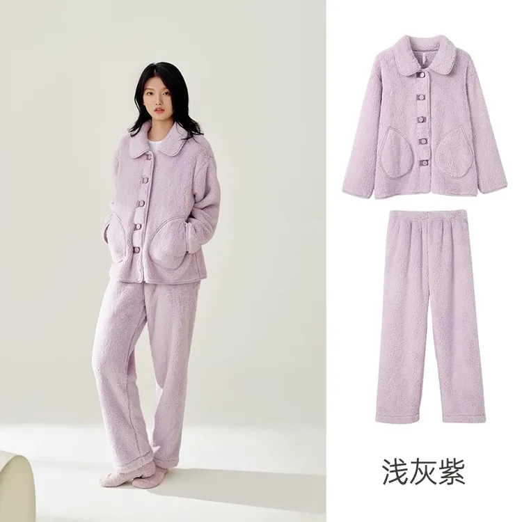 【君薇语】口袋款冬季舒适加厚家居服男女同款睡衣A8100/A8101