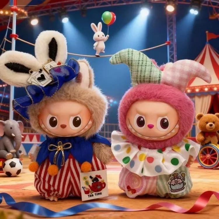 labubu4.0迷你版马戏团小丑娃衣搪胶拉布布123代拉布布4.0版娃衣