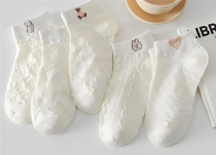 【包邮到手5双】夏季小熊短袜透气春夏薄款学生ins日系韩版浅口