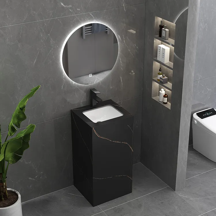 岩板立柱盆落地式洗手盆阳台洗脸盆室外户外洗手池卫生间