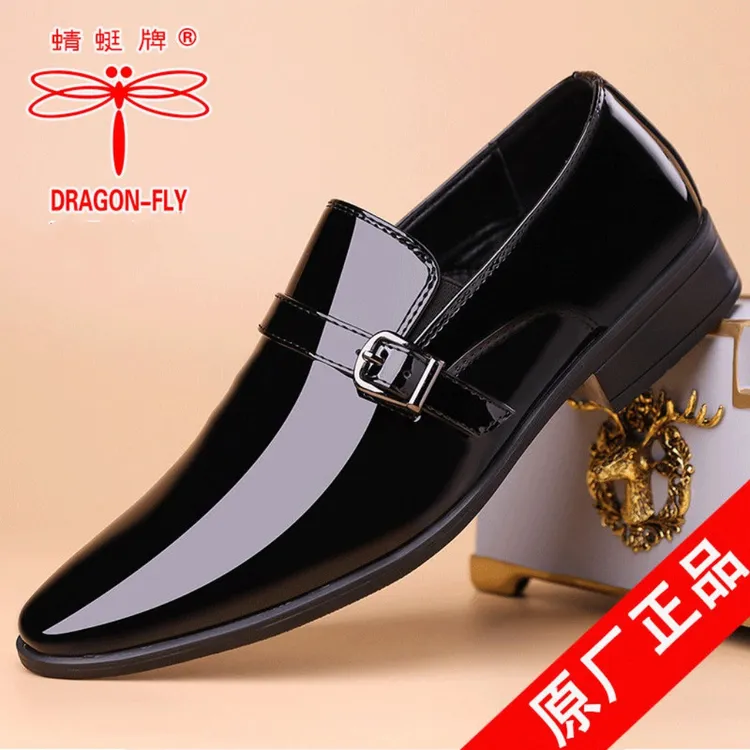 男士蜻蜓牌皮鞋新款商务正装英伦时尚百搭软底舒适防滑中年爸爸鞋