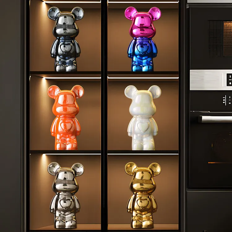 暴力熊高颜值陶瓷摆件高档轻奢客厅玄关电视柜酒柜梳妆台装饰品