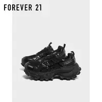 F21黑色厚底老爹鞋女2025新款春秋透气软厚底增高百搭休闲运动鞋