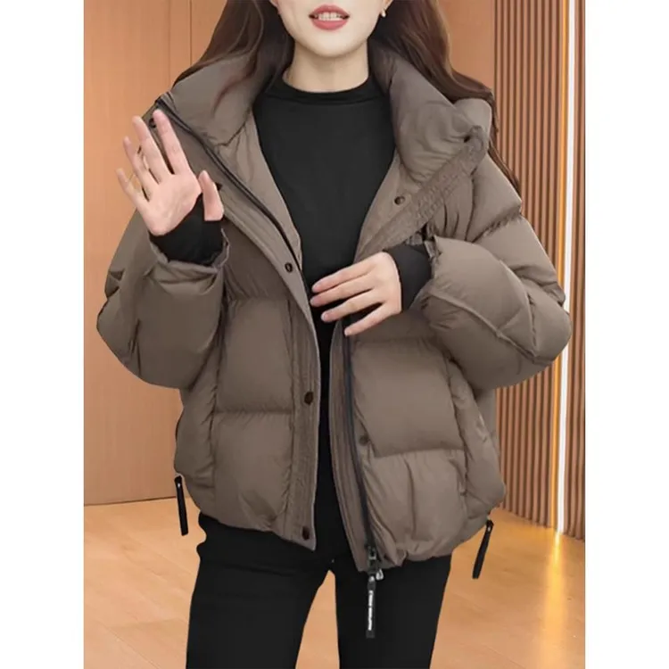 立赐女性短棉外衣2025新流行的冬季小连帽棉外衣多功能加厚保暖面