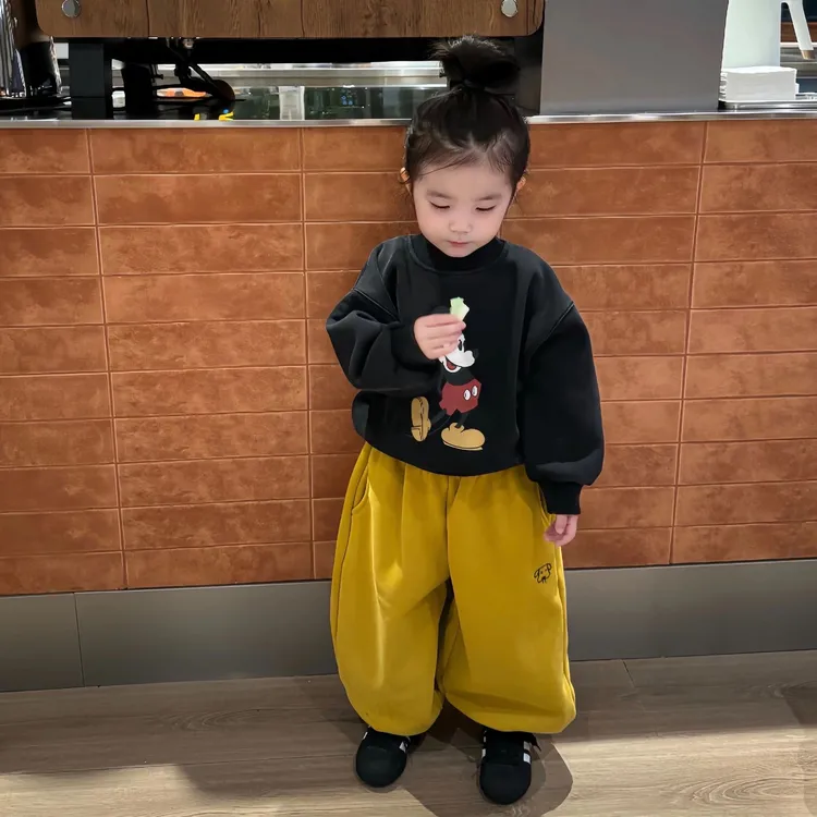新款儿童秋冬厚款套装冬季卡通动漫加绒女童保暖韩版小童宽松洋气