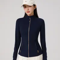 2025新款立领运动上衣女显瘦普拉提训练瑜伽长袖外套跑步健身衣