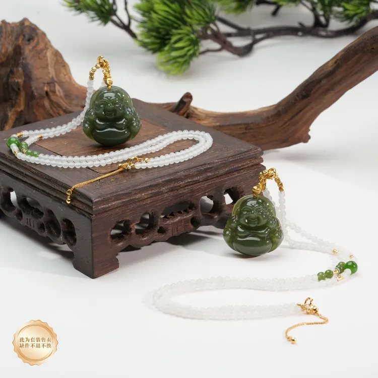 【小北严选】和田玉吊坠约27*27mm带珠链【多样性发一】-AH02X1686