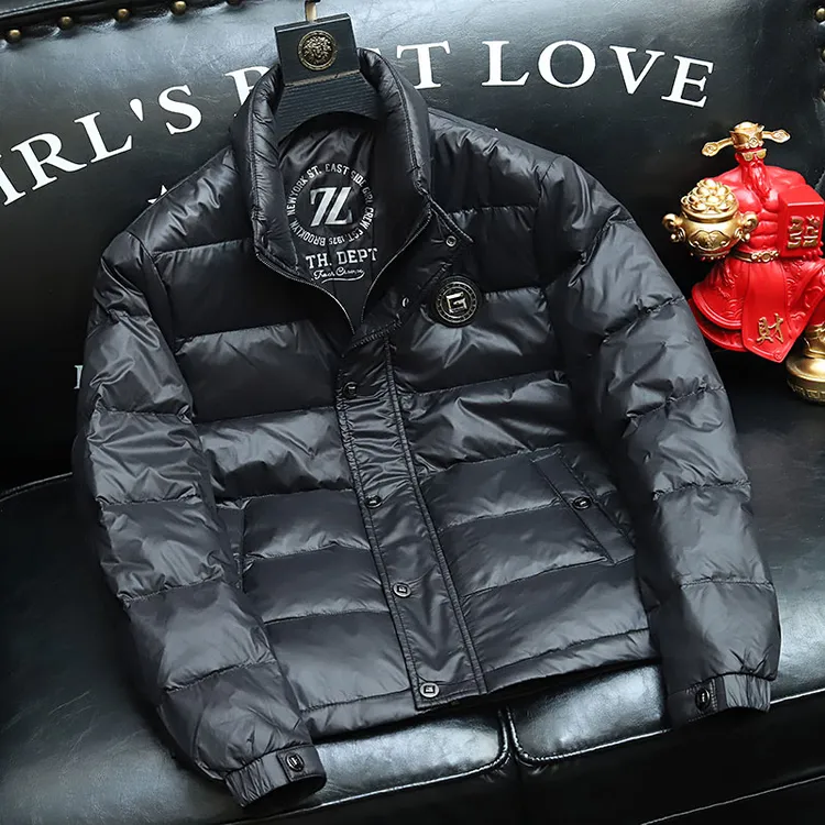 TANVIKENGD/泰维肯戈羽绒服男士时尚休闲白鸭绒立领外套韩版修身