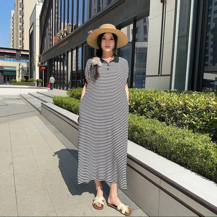 山东人造棉连衣裙女装夏新款复古法式气质宽松慵懒风显瘦绵绸长裙