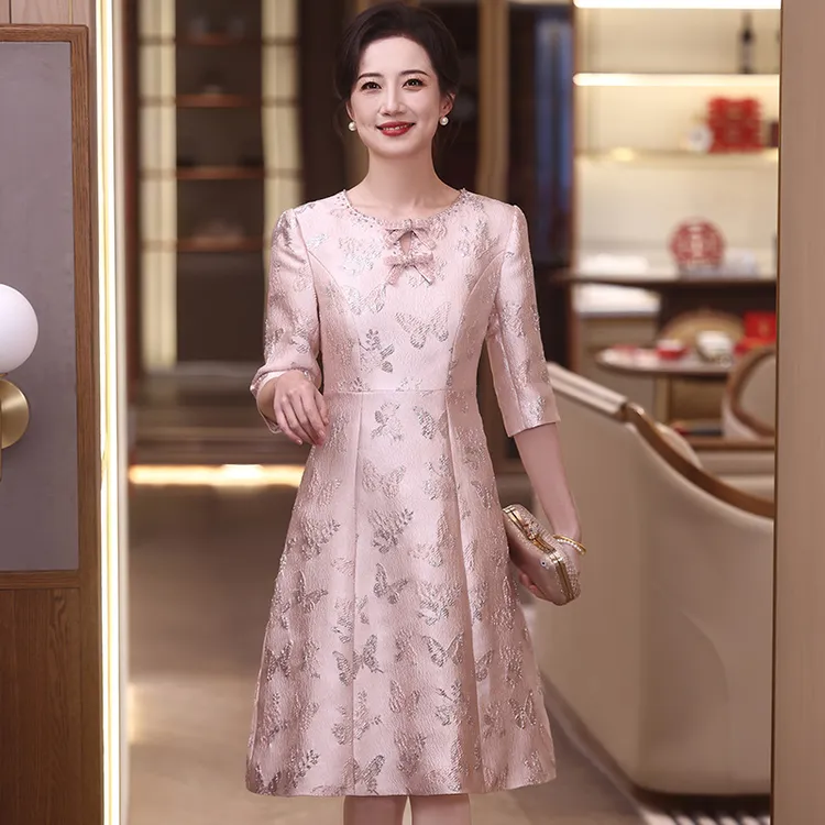 妈妈高贵连衣裙结婚高端礼服套装喜婆婆婚宴礼服高端长裙工厂938