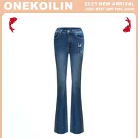 OneKoilin“蝴蝶印章”弹力百搭显瘦喇叭裤 HDYZ