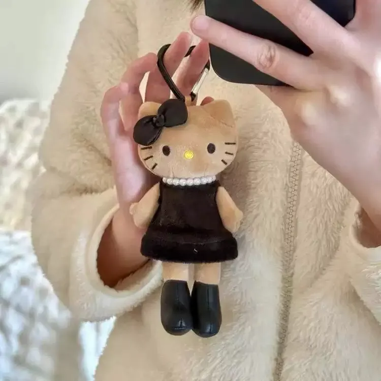 精品版长腿黑皮kt猫包挂件手工包包挂饰钥匙扣书包挂饰玩偶公仔