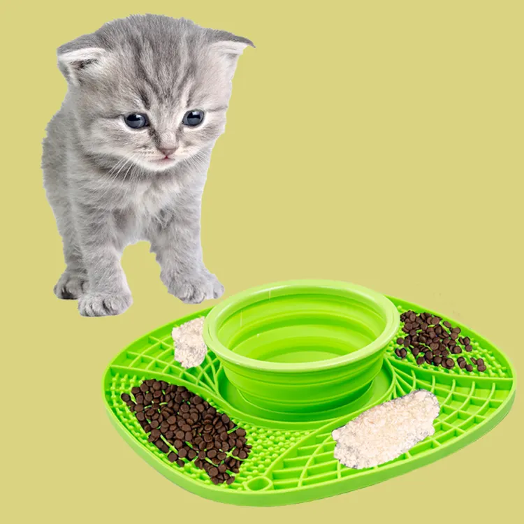 硅胶宠物餐垫狗狗进食防溢出狗垫易清洗猫垫带吸盘宠物慢食盆
