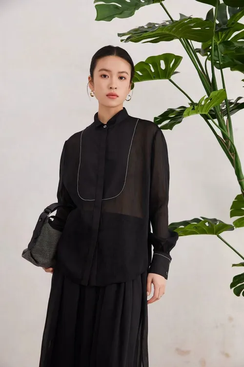 链条亚麻衬衣半裙