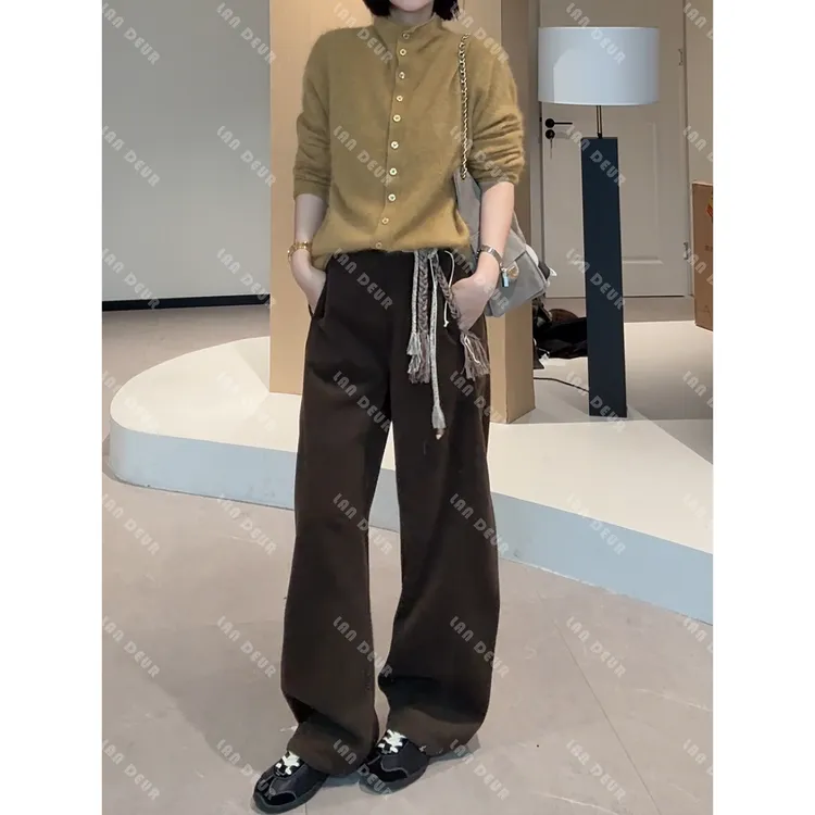 JIUJIU【编织灵感】设计感配腰带显瘦百搭慵懒风休闲裤女