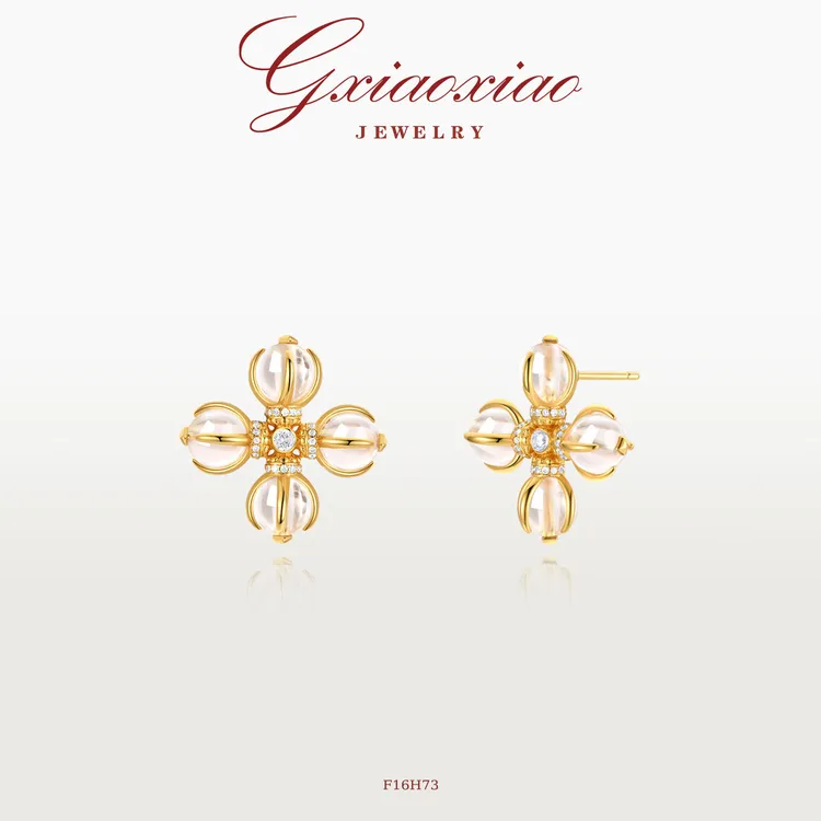 G XIAOXIAO 镀K金【棱光十字金刚杵】时尚气质百搭耳环 F16H73