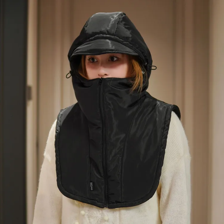 加大骑行服防寒保暖鸭舌披肩帽 面罩护颈一体男女户外电动车帽子