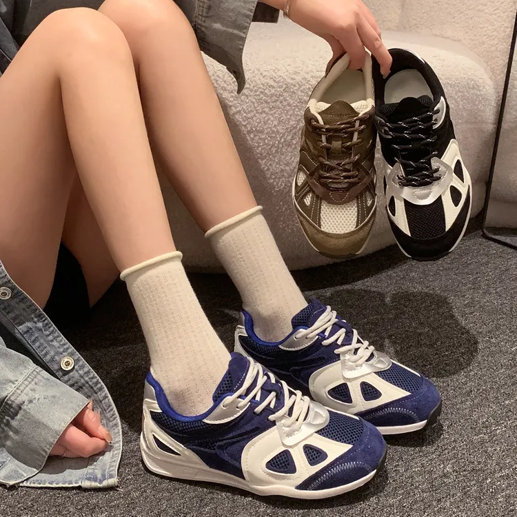 贾不假德训鞋女款2025新款秋季超火百搭复古显瘦厚底小个子阿甘鞋
