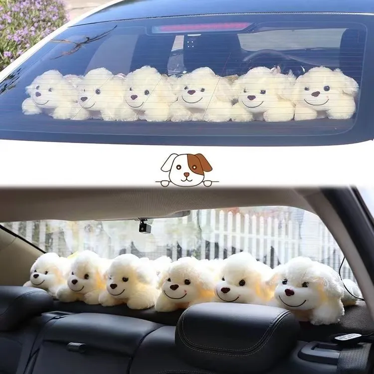 趴趴狗毛绒玩具可爱小白汽车内饰玩偶放后备箱居家车饰摆件宠物狗