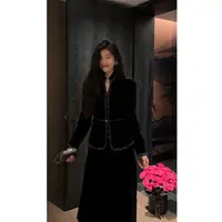 【N·COU】25秋新款【黑色幽默】复古丝绒织带小香丝绒套装DY61275