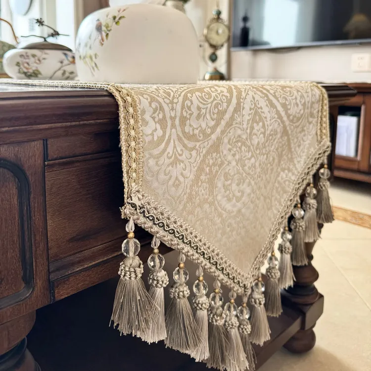 桌旗布美式轻奢复古茶几装饰布长条客厅电视柜盖布餐桌布高档欧式