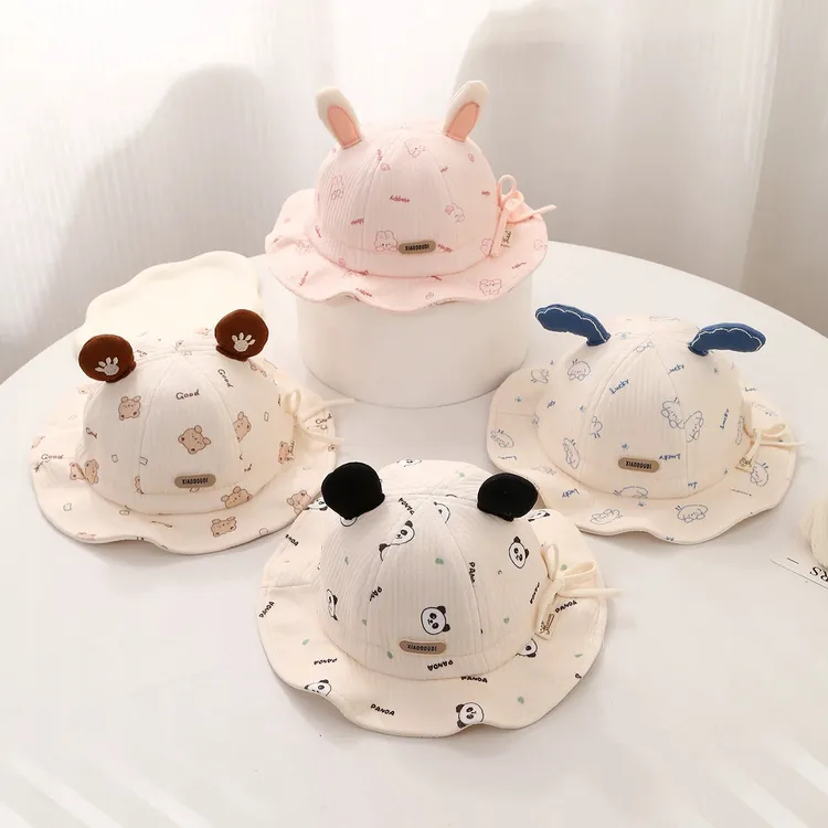 宝宝帽子春秋季薄款遮阳帽婴儿秋天可爱防晒帽婴幼儿可调节渔夫帽