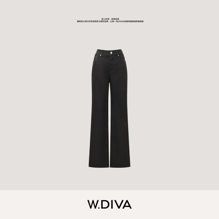 W.Diva【暖绒微喇】cleanfit黑牛轻暖绒感磨毛微喇牛仔裤53K282885