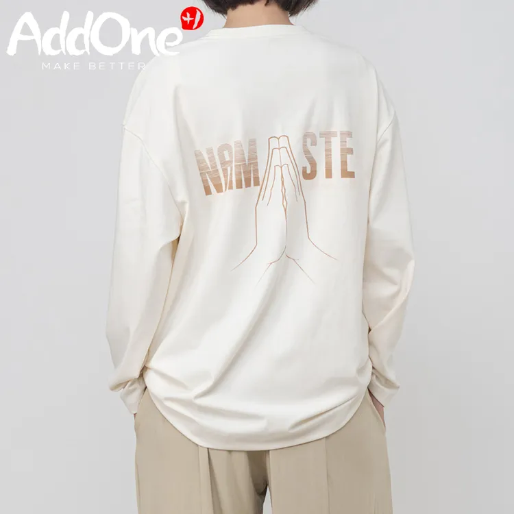 AddOne瑜伽Namaste设计亲肤圆领长袖情侣T-Oversize版Yoga Life