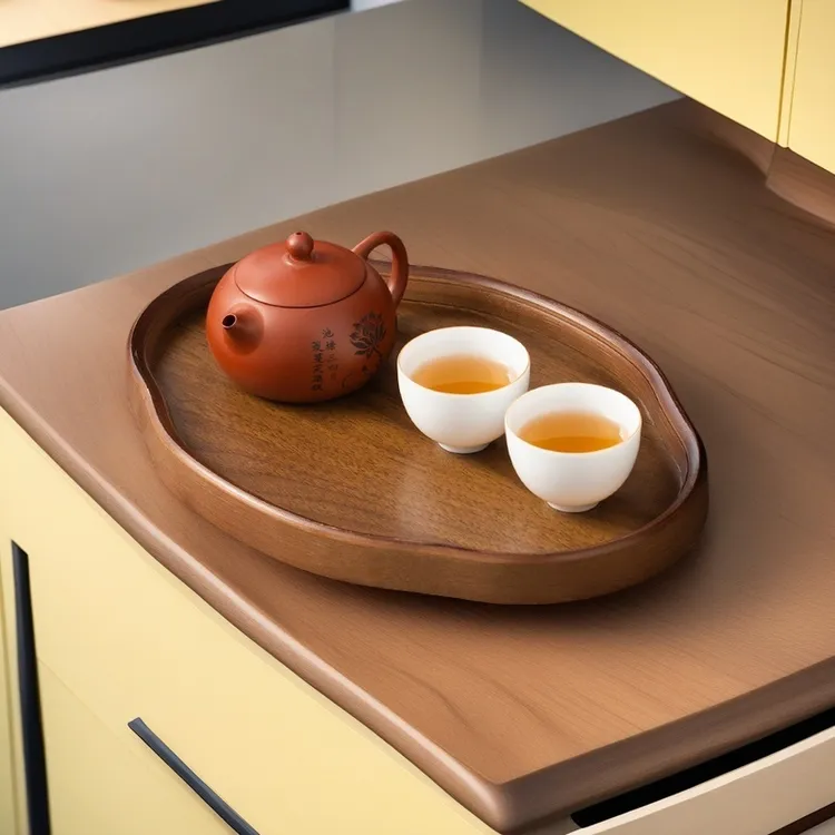 家用托盘竹木精致干泡台收纳盘天然酒店餐胡桃木质用茶具提手高档