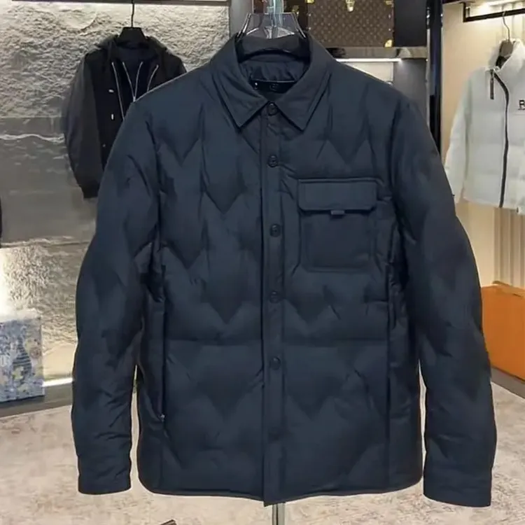 男士秋冬季轻薄羽绒服百搭拼接翻领保暖时尚外套夹克商务休闲外衣