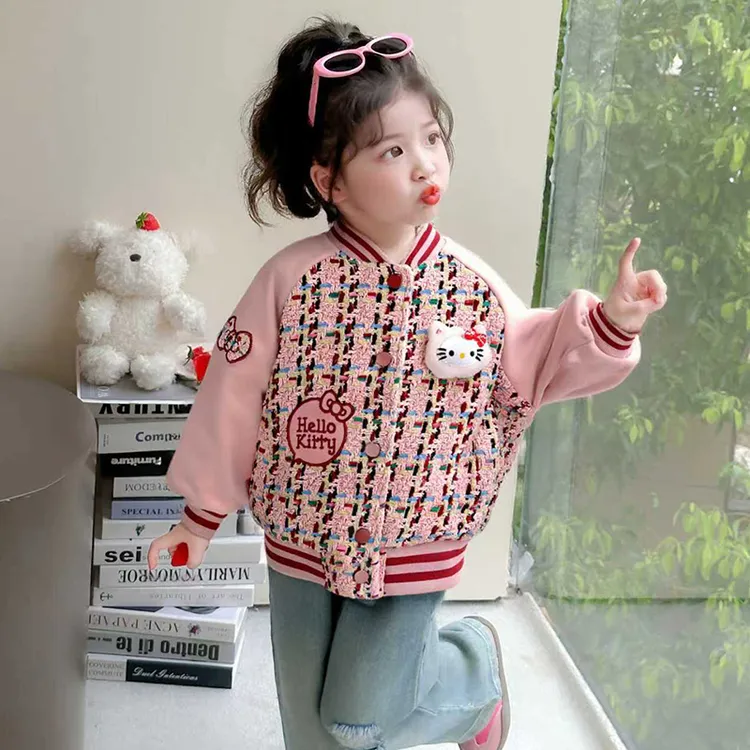 女童小香风棒球服相拼外套秋季新款洋气时尚女宝宝休闲百搭夹克衫