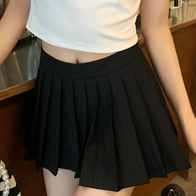 黑色百褶裙JK显瘦半身裙女春夏小个子高腰防走光a字裙超短裙裙裤