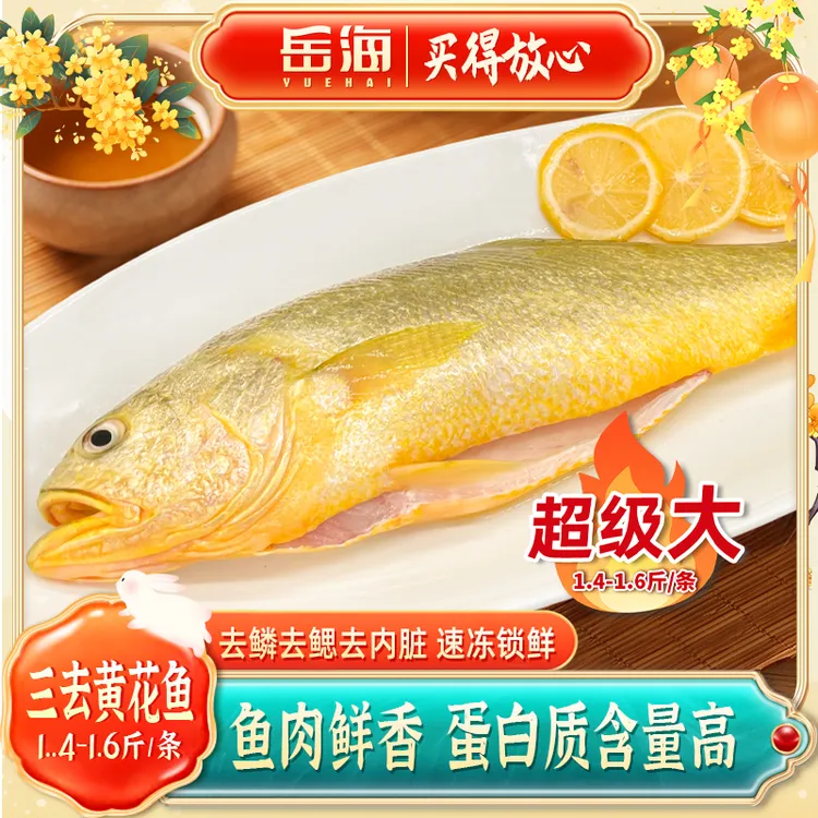 1斤4- 1斤6 特大三去净膛黄花鱼免处理大黄鱼宁德原产地宝宝辅食