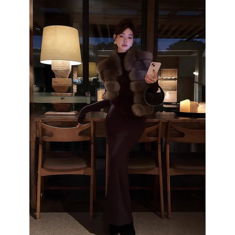 性感风半高领长袖T恤上衣女秋冬高腰显瘦半身包臀裙通勤休闲套装