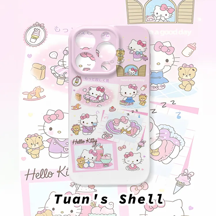 粉色可爱KT猫菲林软壳适用苹果VIVO华为OPPO小米荣耀一加手机壳