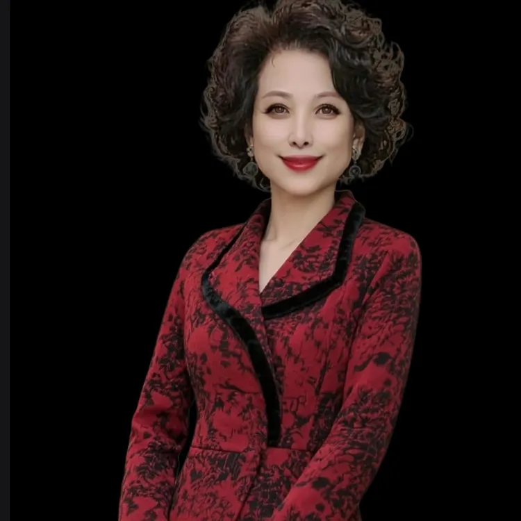 秋冬加厚提花貂毛梭织收腰显瘦修身上衣