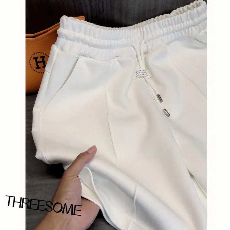 [三纱混纺]夏季新贵休闲棉感宽松短裤时尚潮流高级感老钱风五分裤