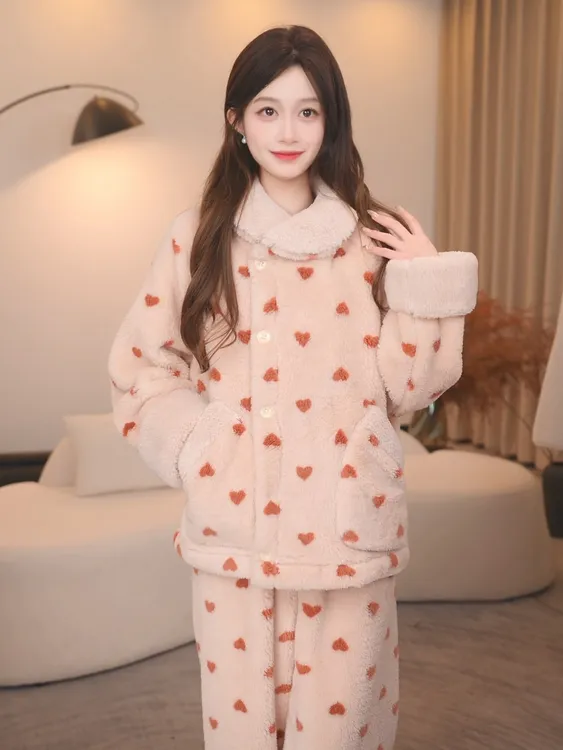 板栗小姐【加厚款恋冬】2025冬季甜美加绒加厚睡衣女套装可外穿
