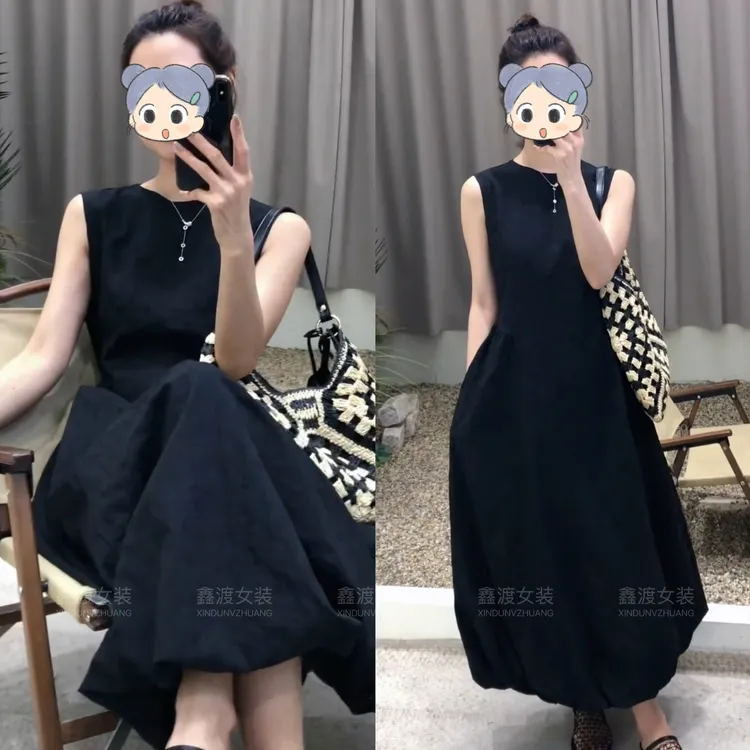 2025夏季新款时尚显瘦气质女士网红洋气连衣裙百搭款D5517