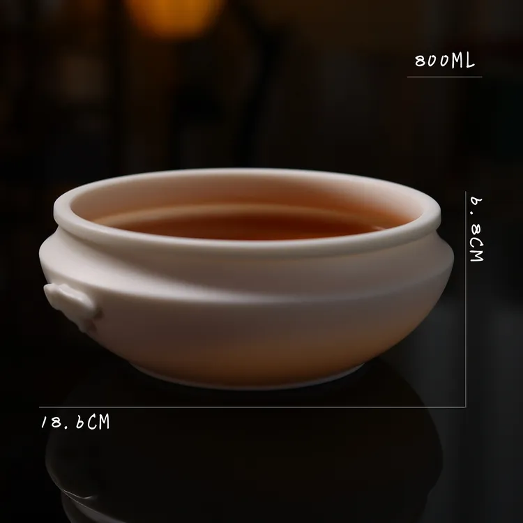 纤云系列/羊脂玉瓷素烧/手工打磨/茶洗/800ml茶具白瓷陶瓷中式