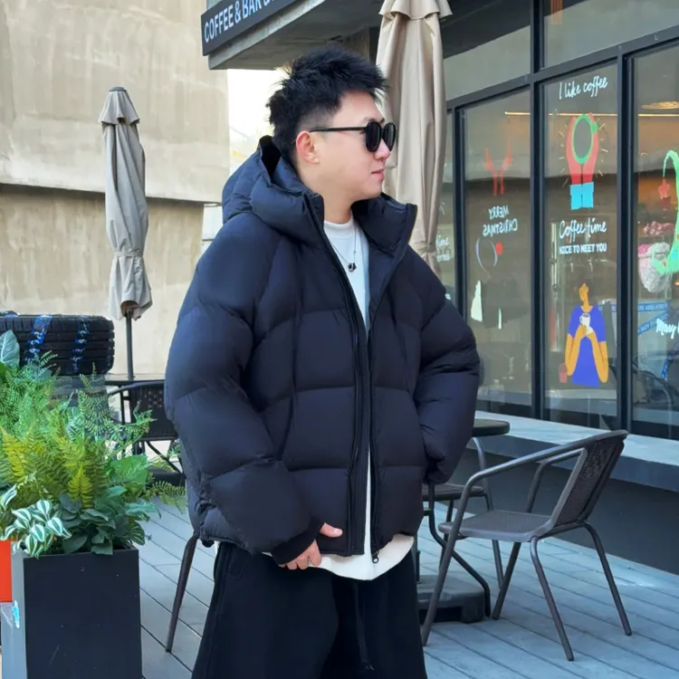 冬季新款90白鸭绒高克重泡芙连帽羽绒服男宽松情侣加厚保暖面包服