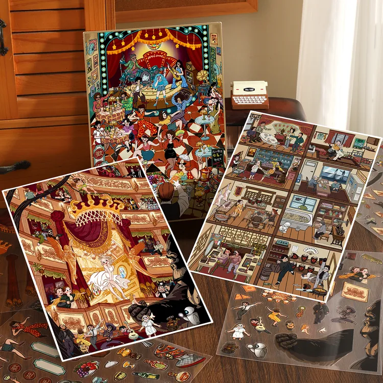 新屿言致敬经典系列造景贴纸微缩场景3D立体小屋diy解压贴画玩具