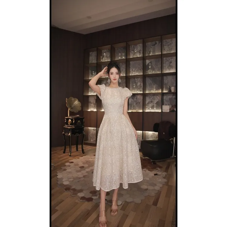 七爷定制 国内设计师品牌 显瘦气质重工连衣裙 45147