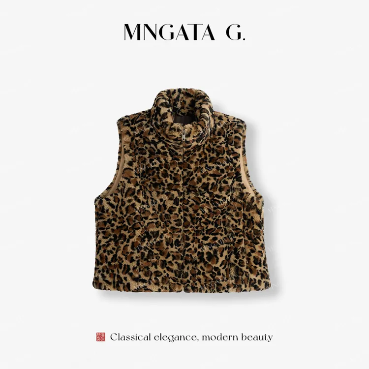 MNGATA G.宫小妍【白鹅绒·罗兰豹】獭兔毛皮新中式秋冬马甲5091761