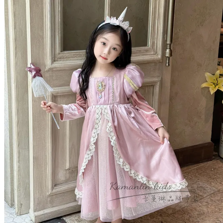 【现货】乐佩公主裙爱莎公主裙粉色重工生日礼服宫廷风女童连衣裙