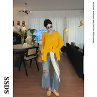 SSDS早秋亚麻韩系两件套防晒透气针织长袖上衣背心休闲通勤套装