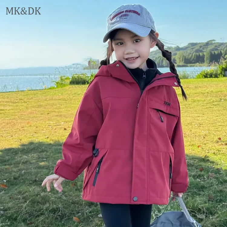MK&DK女童冲锋衣三合一儿童外套秋冬款2025新款韩版女宝宝春秋装