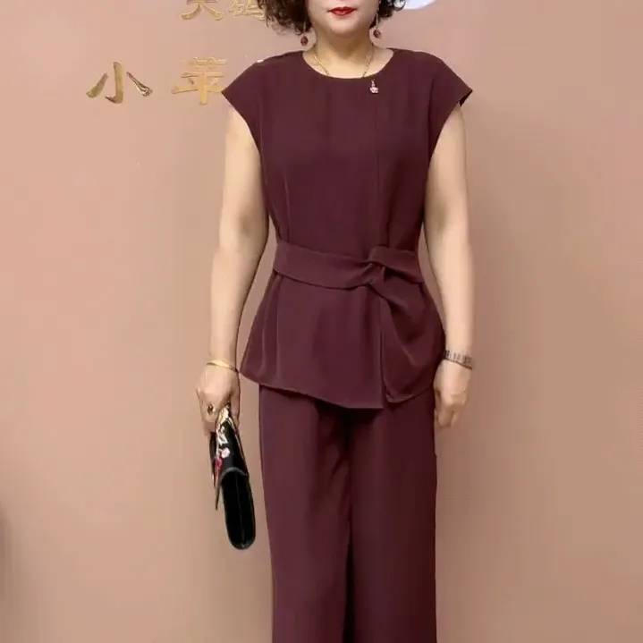 妈妈夏季上衣宽松系带小衫适合中老年人穿着有高级感妈妈装中年