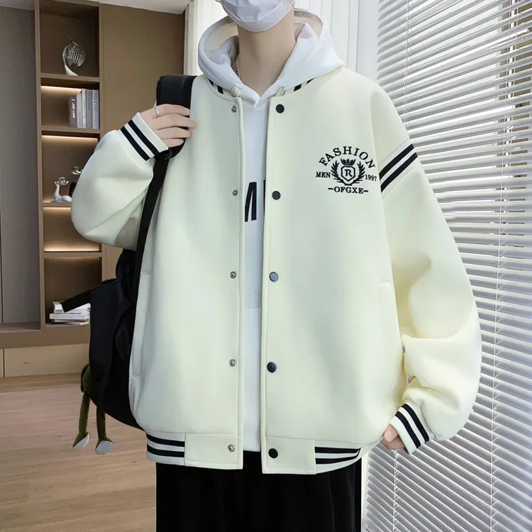 传奇保罗青少年秋冬棒球领刺绣品质外套男士高级感百搭休闲夹克