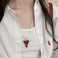 铜合金玻璃吊坠 圆形玻璃珠葡萄串吊坠项链个性冷淡风锁骨链小众